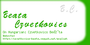 beata czvetkovics business card